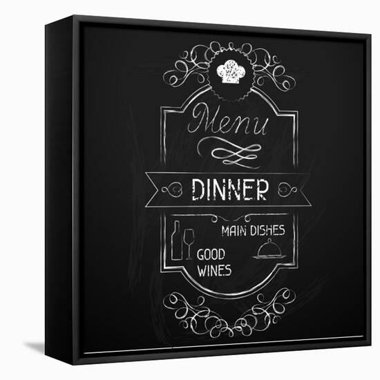 Dinner on the Restaurant Menu Chalkboard-incomible-Framed Stretched Canvas