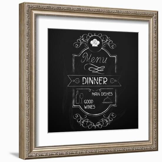 Dinner on the Restaurant Menu Chalkboard-incomible-Framed Art Print