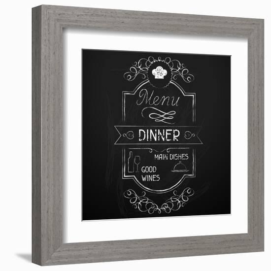 Dinner on the Restaurant Menu Chalkboard-incomible-Framed Art Print