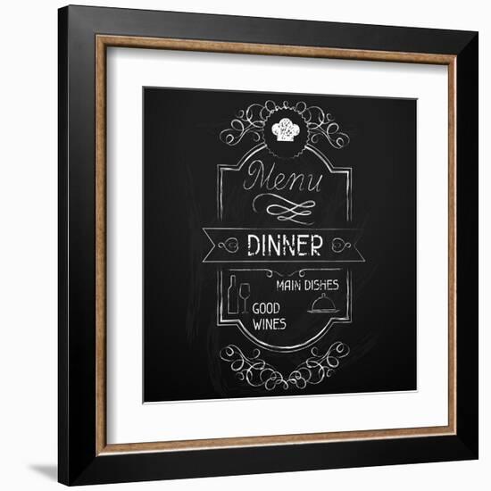 Dinner on the Restaurant Menu Chalkboard-incomible-Framed Art Print