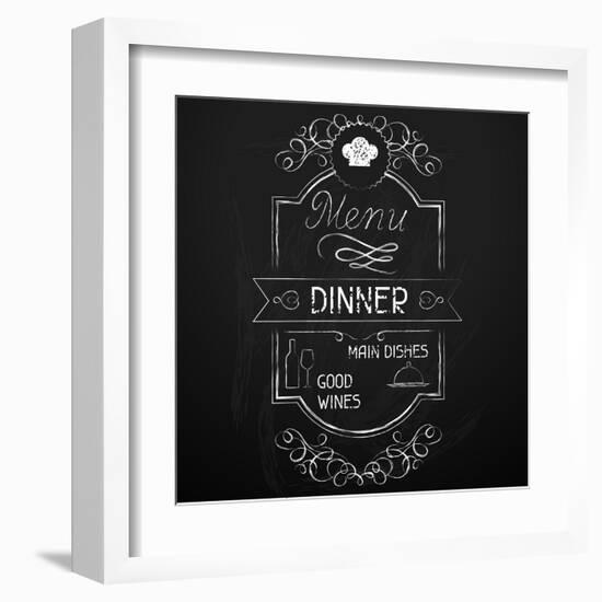 Dinner on the Restaurant Menu Chalkboard-incomible-Framed Art Print