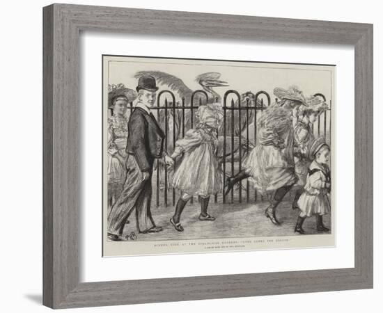 Dinner Time at the Zoological Gardens, Here Comes the Keeper!-Charles Paul Renouard-Framed Giclee Print