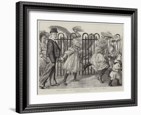 Dinner Time at the Zoological Gardens, Here Comes the Keeper!-Charles Paul Renouard-Framed Giclee Print