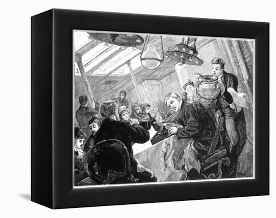 Dinner Time in the First Class Dining Saloon of an Atlantic Steamer on a Stormy Day, C1890-null-Framed Premier Image Canvas