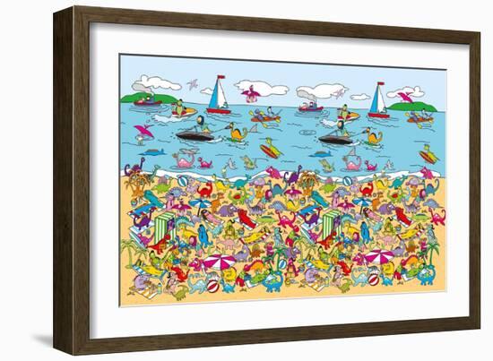Dino Beach-The Paper Stone-Framed Giclee Print