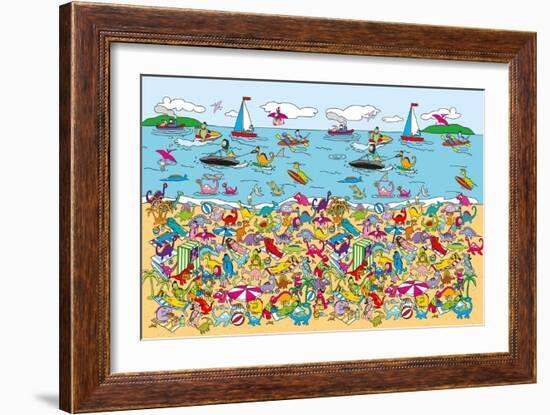 Dino Beach-The Paper Stone-Framed Giclee Print