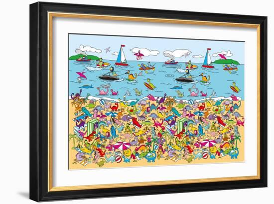 Dino Beach-The Paper Stone-Framed Giclee Print