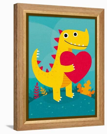 Dino Love-Michael Buxton-Framed Stretched Canvas