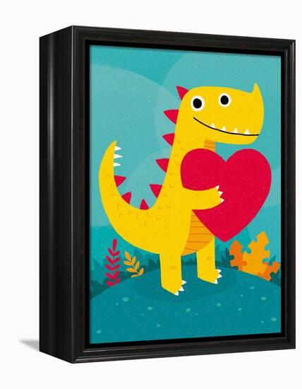 Dino Love-Michael Buxton-Framed Stretched Canvas