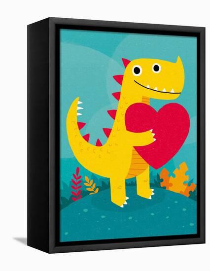 Dino Love-Michael Buxton-Framed Stretched Canvas