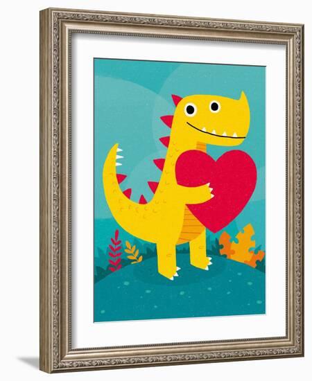 Dino Love-Michael Buxton-Framed Art Print