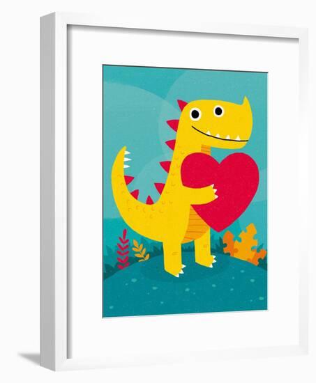 Dino Love-Michael Buxton-Framed Art Print