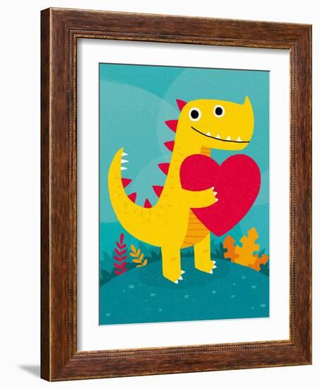 Dino Love-Michael Buxton-Framed Art Print