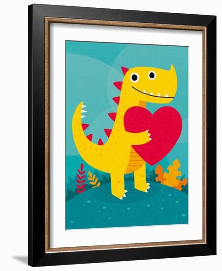 Dino Love-Michael Buxton-Framed Art Print