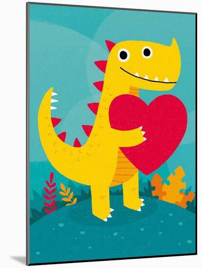 Dino Love-Michael Buxton-Mounted Art Print