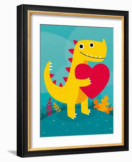 Dino Love-Michael Buxton-Framed Art Print