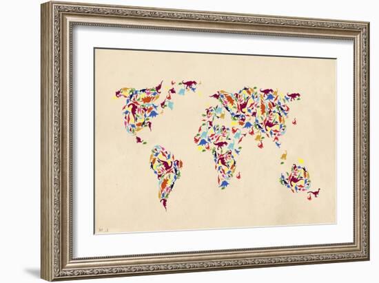 Dino Map of the Workld 2-Mark Ashkenazi-Framed Giclee Print