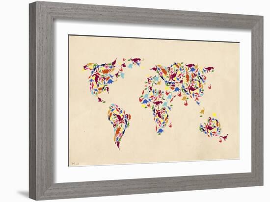 Dino Map of the Workld 2-Mark Ashkenazi-Framed Giclee Print