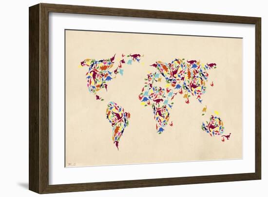 Dino Map of the Workld 2-Mark Ashkenazi-Framed Giclee Print