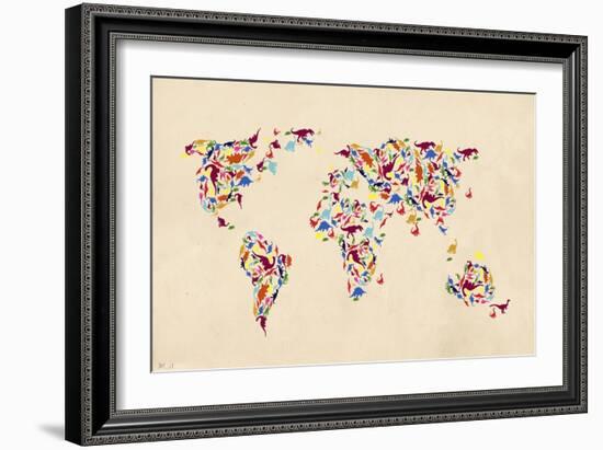 Dino Map of the Workld 2-Mark Ashkenazi-Framed Giclee Print