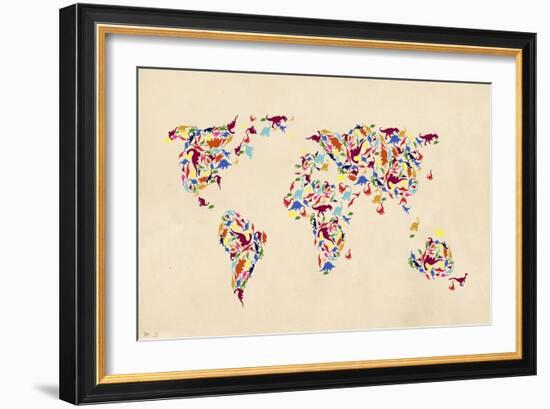 Dino Map of the Workld 2-Mark Ashkenazi-Framed Giclee Print