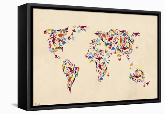 Dino Map of the Workld 2-Mark Ashkenazi-Framed Premier Image Canvas