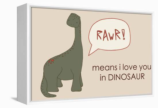 Dino RAWR Means I Love You-Designs Sweet Melody-Framed Stretched Canvas