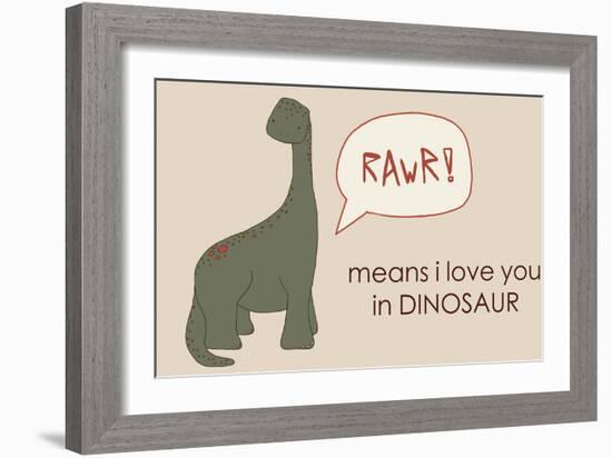 Dino RAWR Means I Love You-Designs Sweet Melody-Framed Art Print