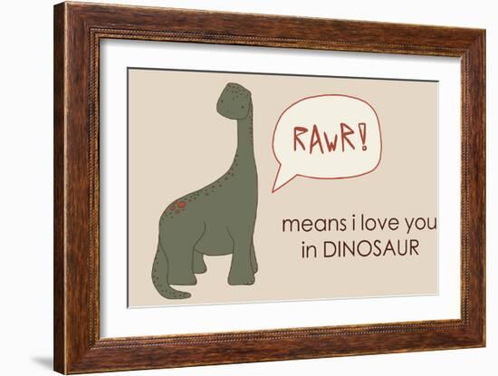 Dino RAWR Means I Love You-Designs Sweet Melody-Framed Art Print