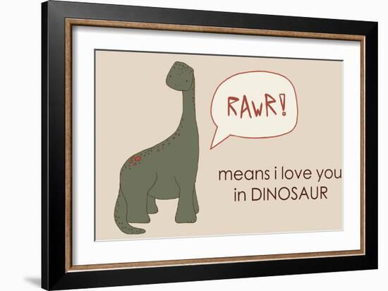 Dino RAWR Means I Love You-Designs Sweet Melody-Framed Art Print