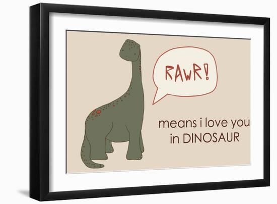 Dino RAWR Means I Love You-Designs Sweet Melody-Framed Art Print