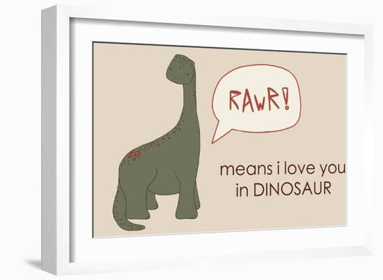 Dino RAWR Means I Love You-Designs Sweet Melody-Framed Art Print