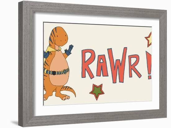 Dino Superhero RAWR-Designs Sweet Melody-Framed Art Print