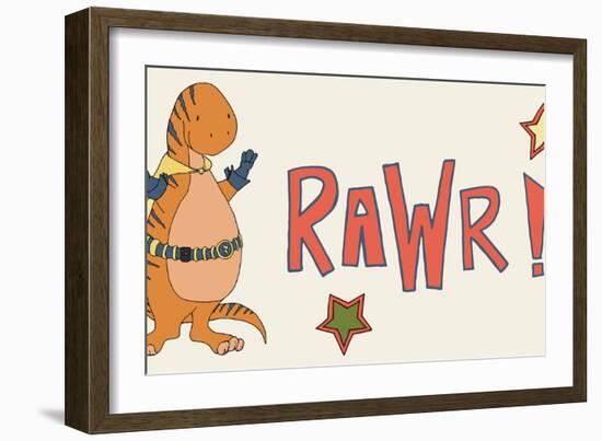 Dino Superhero RAWR-Designs Sweet Melody-Framed Art Print