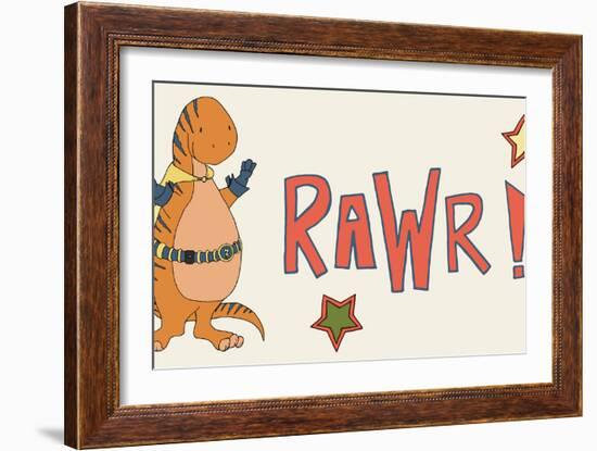Dino Superhero RAWR-Designs Sweet Melody-Framed Art Print