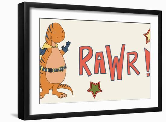 Dino Superhero RAWR-Designs Sweet Melody-Framed Art Print