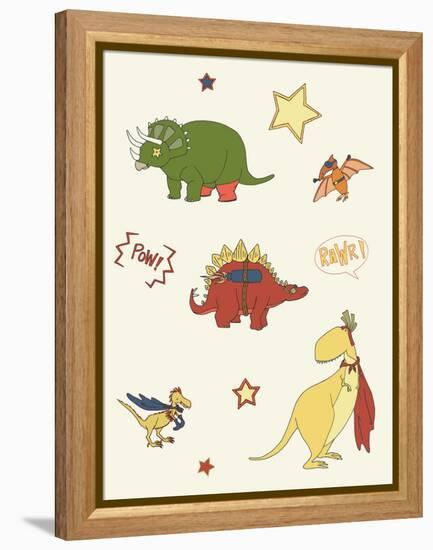 Dino Superheroes-Designs Sweet Melody-Framed Stretched Canvas