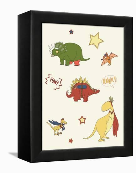 Dino Superheroes-Designs Sweet Melody-Framed Stretched Canvas