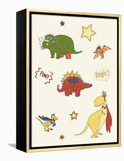 Dino Superheroes-Designs Sweet Melody-Framed Stretched Canvas