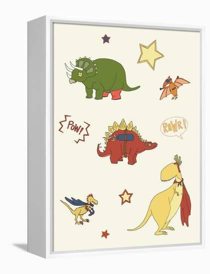 Dino Superheroes-Designs Sweet Melody-Framed Stretched Canvas