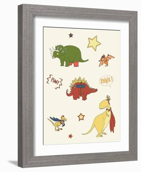 Dino Superheroes-Designs Sweet Melody-Framed Art Print