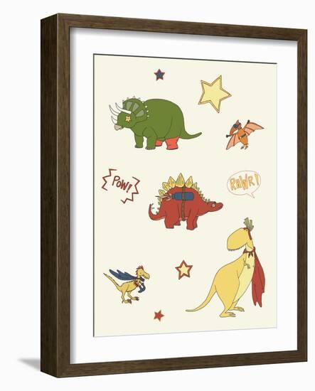 Dino Superheroes-Designs Sweet Melody-Framed Art Print
