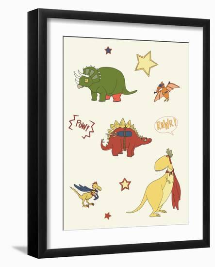 Dino Superheroes-Designs Sweet Melody-Framed Art Print