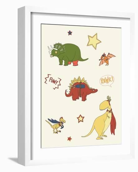 Dino Superheroes-Designs Sweet Melody-Framed Art Print