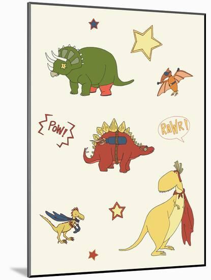 Dino Superheroes-Designs Sweet Melody-Mounted Art Print