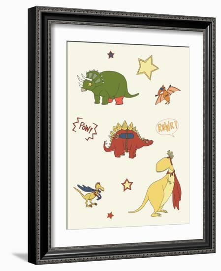 Dino Superheroes-Designs Sweet Melody-Framed Art Print