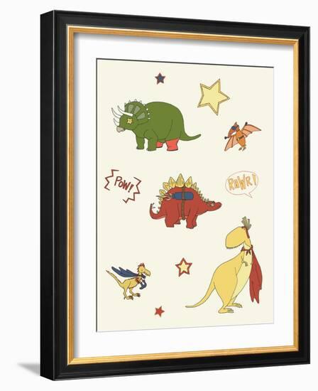 Dino Superheroes-Designs Sweet Melody-Framed Art Print