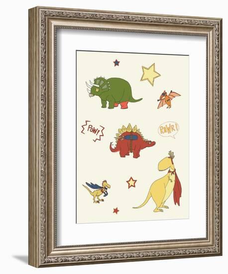 Dino Superheroes-Designs Sweet Melody-Framed Premium Giclee Print