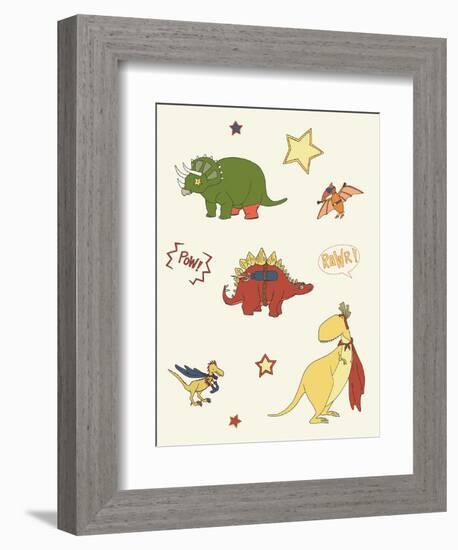 Dino Superheroes-Designs Sweet Melody-Framed Premium Giclee Print