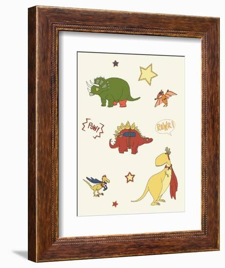 Dino Superheroes-Designs Sweet Melody-Framed Premium Giclee Print